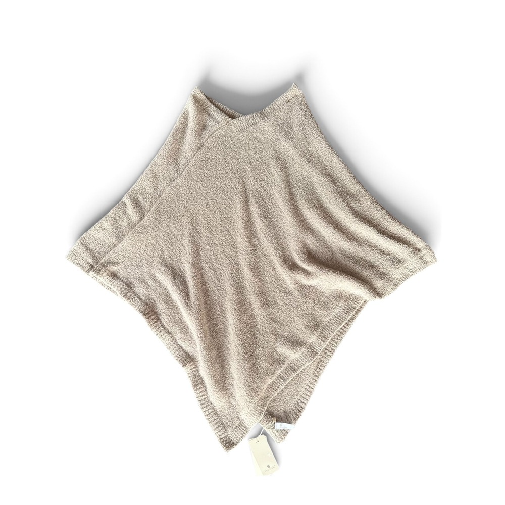 ComfyLuxe Women Beige Microfiber Knit Poncho Wrap Soft Asymmetrical One Size NEW